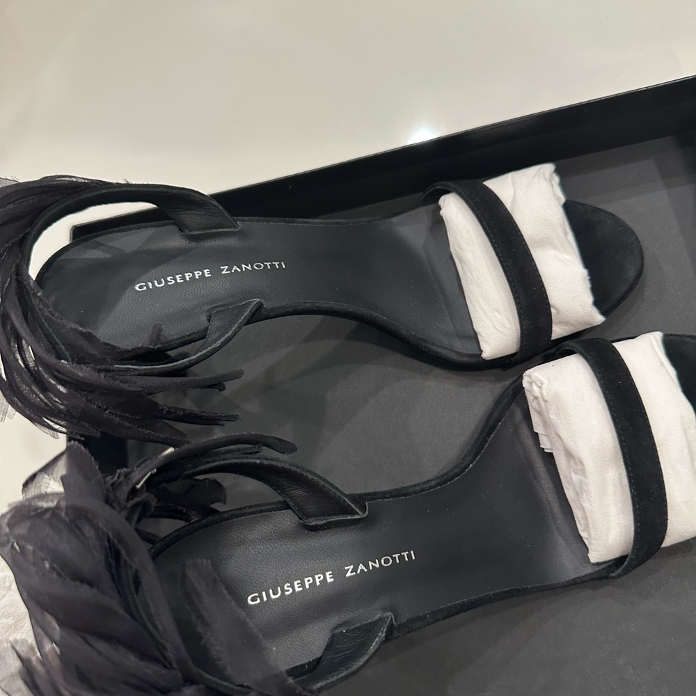 Giuseppe Zanotti Black Feathered Heels